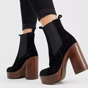 ASOS Extra suede platform chelsea boots in black